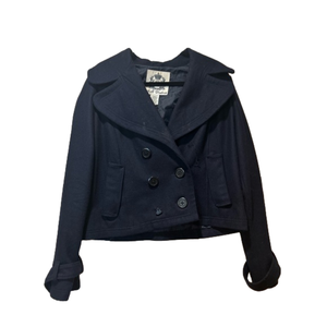 BB Dakota Navy Pea Coat Size Large | Tailored Wool Blend Double Breasted Winter